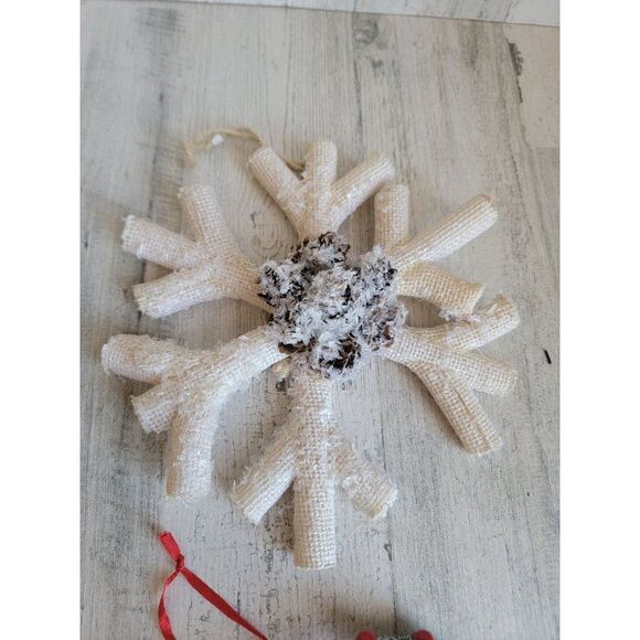 Rustic snowflake pine cone red truck tree set ornament Xmas - Picture 4 of 7